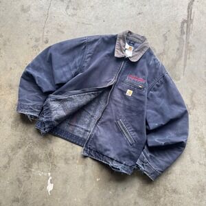 Vintage Carhartt Detroit Blanket Lined Full Zip J97 Navy Blue XL